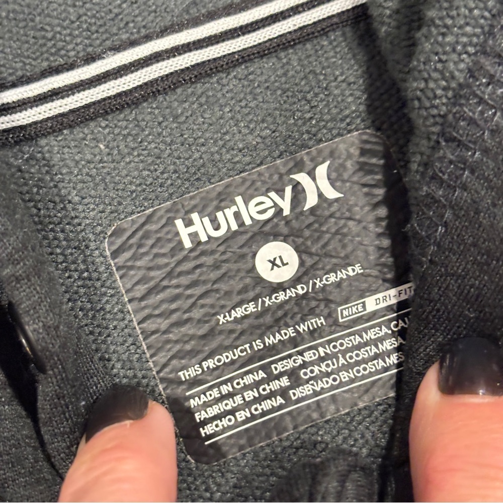 Hurley Men’s Dri-Fit Disperse Blocked Full Zip Hoodie Jacket black & Gray Sz XL - Picture 4 of 12